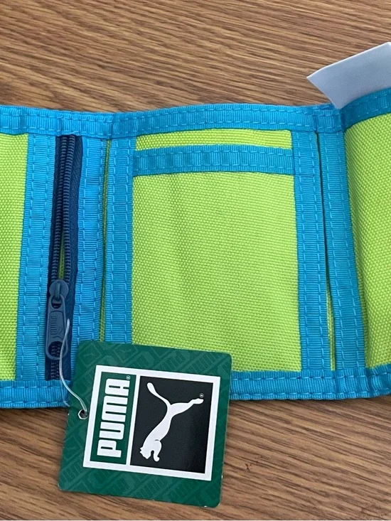 Puma Black Wallet with Bright Teal Trim and Lime Accent - Picture 4 of 5